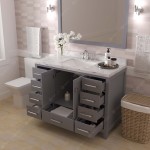 Caroline Avenue 48" Single Bath Vanity in Gray with White Quartz Top and Square Sink with Matching Mirror