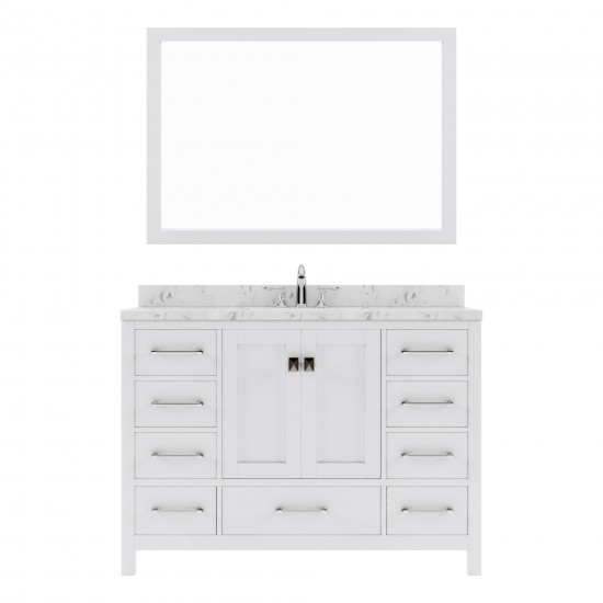 Caroline Avenue 48" Single Bath Vanity in White with White Quartz Top and Square Sink with Matching Mirror