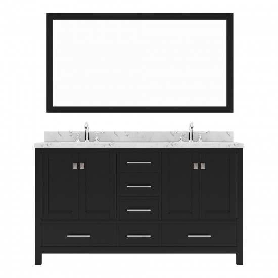 Caroline Avenue 60" Single Bath Vanity in Espresso with White Quartz Top and Square Sink with Matching Mirror