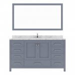 Caroline Avenue 60" Double Bath Vanity in Gray with White Quartz Top and Square Sinks with Matching Mirror