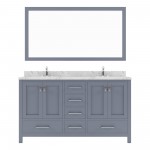 Caroline Avenue 60" Single Bath Vanity in Gray with White Quartz Top and Square Sink with Matching Mirror