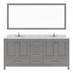 Caroline Avenue 72" Double Bath Vanity in Cashmere Gray with White Quartz Top and Square Sinks with Matching Mirror