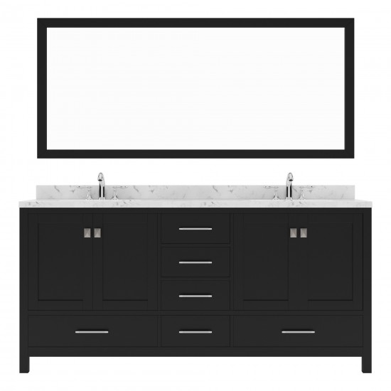 Caroline Avenue 72" Double Bath Vanity in Espresso with White Quartz Top and Square Sinks with Matching Mirror