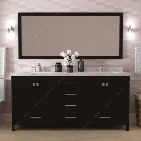 Caroline Avenue 72" Double Bath Vanity in Espresso with White Quartz Top and Square Sinks with Matching Mirror