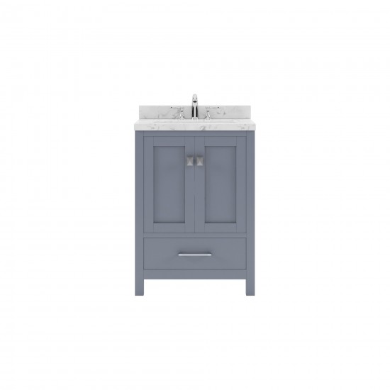 Caroline Avenue 24" Single Bath Vanity in Gray with White Quartz Top and Square Sink