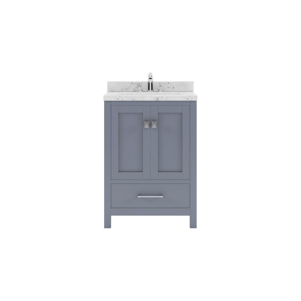 Caroline Avenue 24" Single Bath Vanity in Gray with White Quartz Top and Square Sink