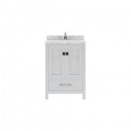 Caroline Avenue 24" Single Bath Vanity in White with White Quartz Top and Square Sink