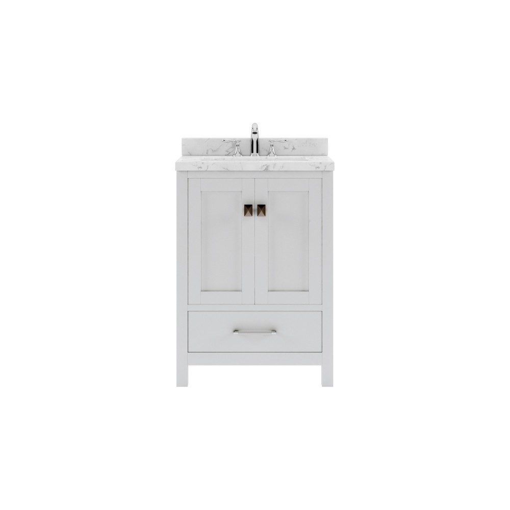 Caroline Avenue 24" Single Bath Vanity in White with White Quartz Top and Square Sink