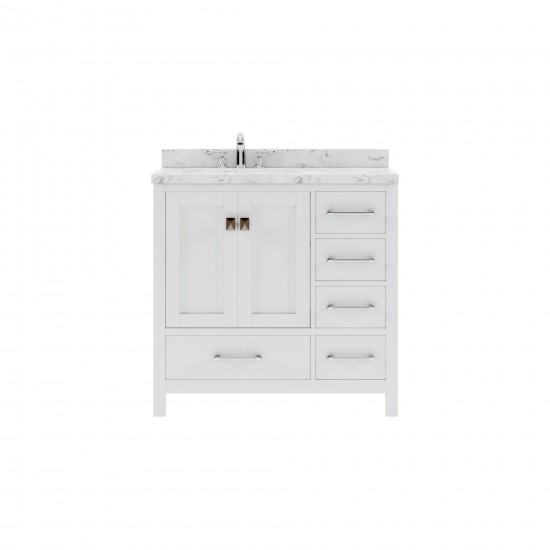 Caroline Avenue 36" Single Bath Vanity in White with White Quartz Top and Square Sink