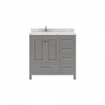 Caroline Avenue 36" Single Bath Vanity in Cashmere Gray with White Quartz Top and Square Sink