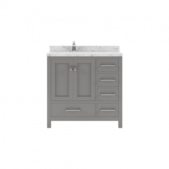 Caroline Avenue 36" Single Bath Vanity in Cashmere Gray with White Quartz Top and Square Sink