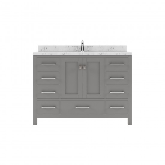 Caroline Avenue 48" Single Bath Vanity in Cashmere Gray with White Quartz Top and Square Sink