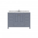 Caroline Avenue 48" Single Bath Vanity in Gray with White Quartz Top and Square Sink