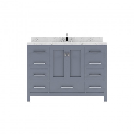 Caroline Avenue 48" Single Bath Vanity in Gray with White Quartz Top and Square Sink