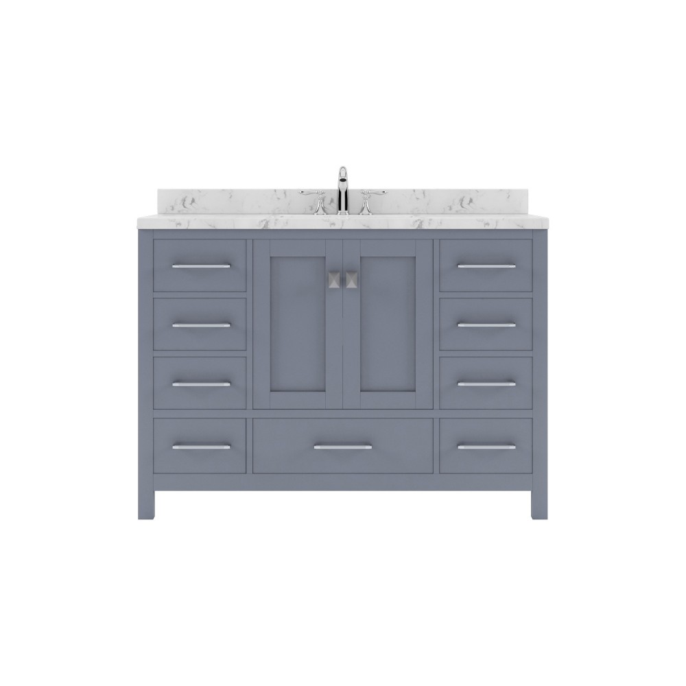 Caroline Avenue 48" Single Bath Vanity in Gray with White Quartz Top and Square Sink