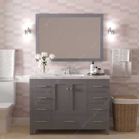 Caroline Avenue 48" Single Bath Vanity in Gray with White Quartz Top and Square Sink