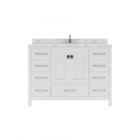 Caroline Avenue 48" Single Bath Vanity in White with White Quartz Top and Square Sink