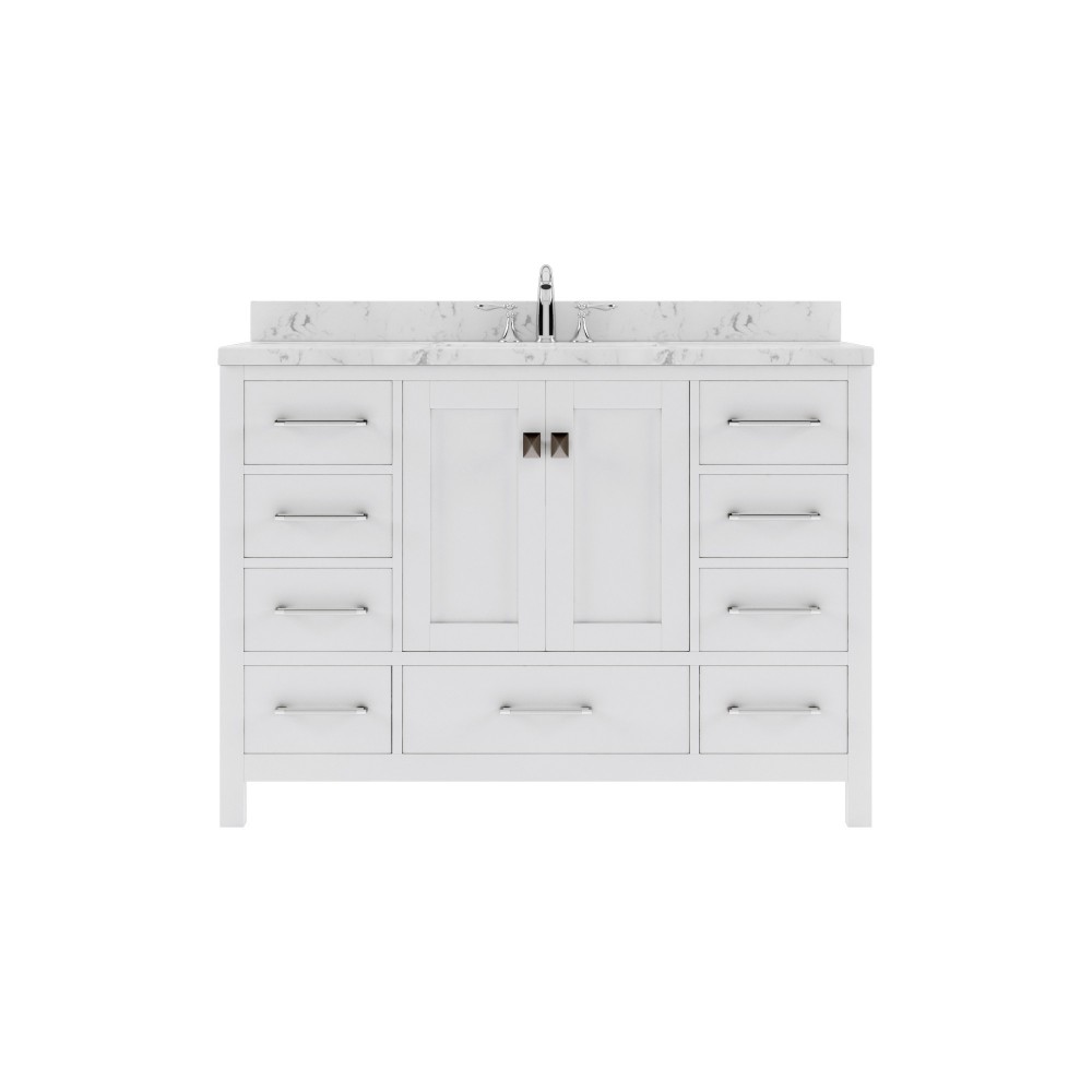 Caroline Avenue 48" Single Bath Vanity in White with White Quartz Top and Square Sink