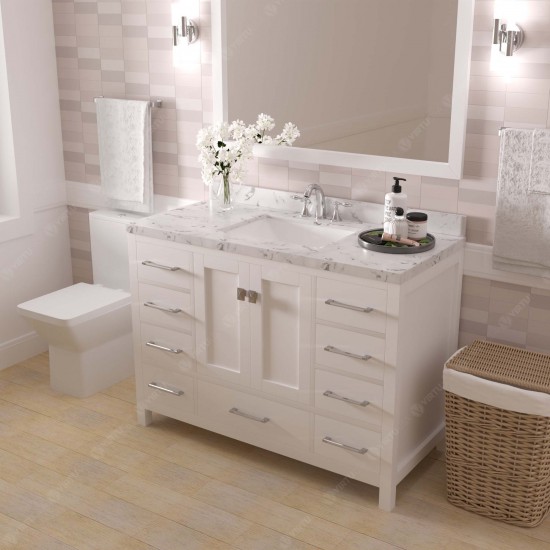 Caroline Avenue 48" Single Bath Vanity in White with White Quartz Top and Square Sink
