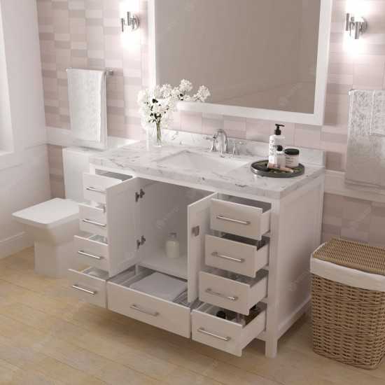 Caroline Avenue 48" Single Bath Vanity in White with White Quartz Top and Square Sink
