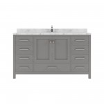 Caroline Avenue 60" Double Bath Vanity in Cashmere Gray with White Quartz Top and Square Sinks