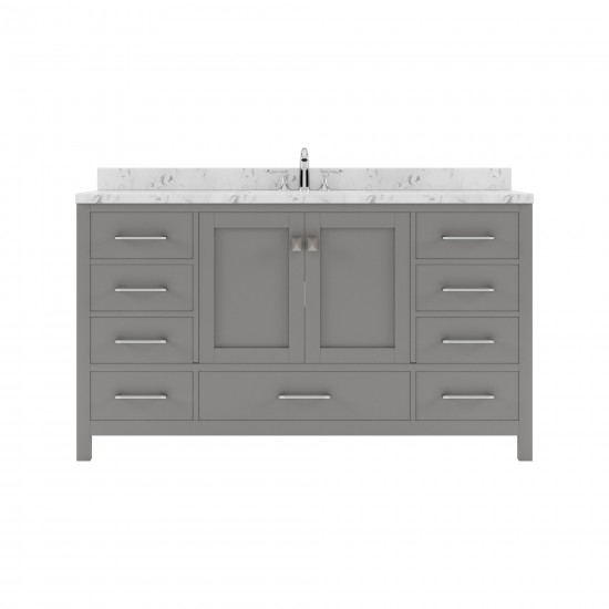 Caroline Avenue 60" Double Bath Vanity in Cashmere Gray with White Quartz Top and Square Sinks