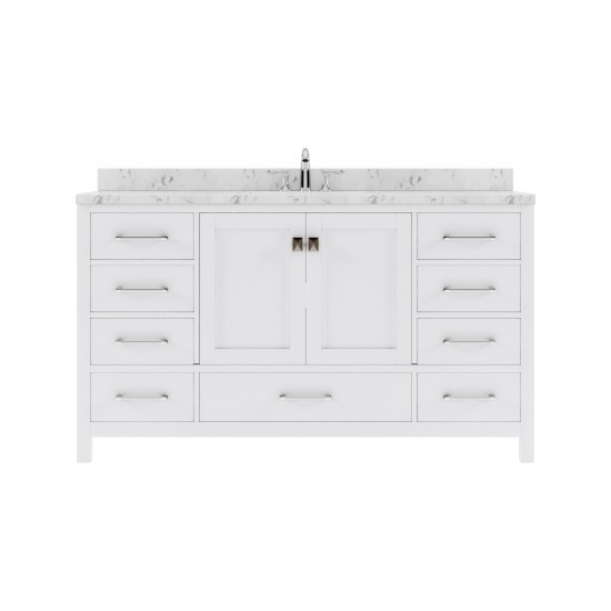 Caroline Avenue 60" Double Bath Vanity in White with White Quartz Top and Square Sinks