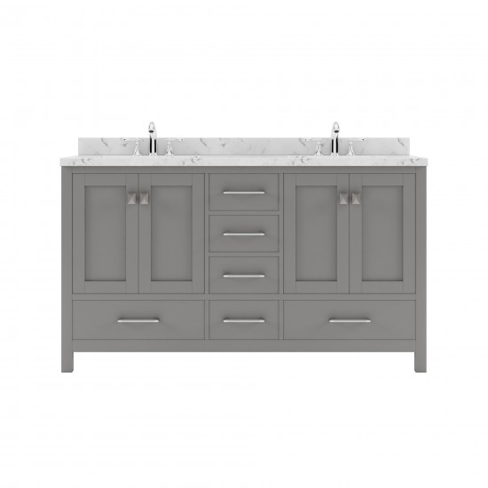 Caroline Avenue 60" Single Bath Vanity in Cashmere Gray with White Quartz Top and Square Sink