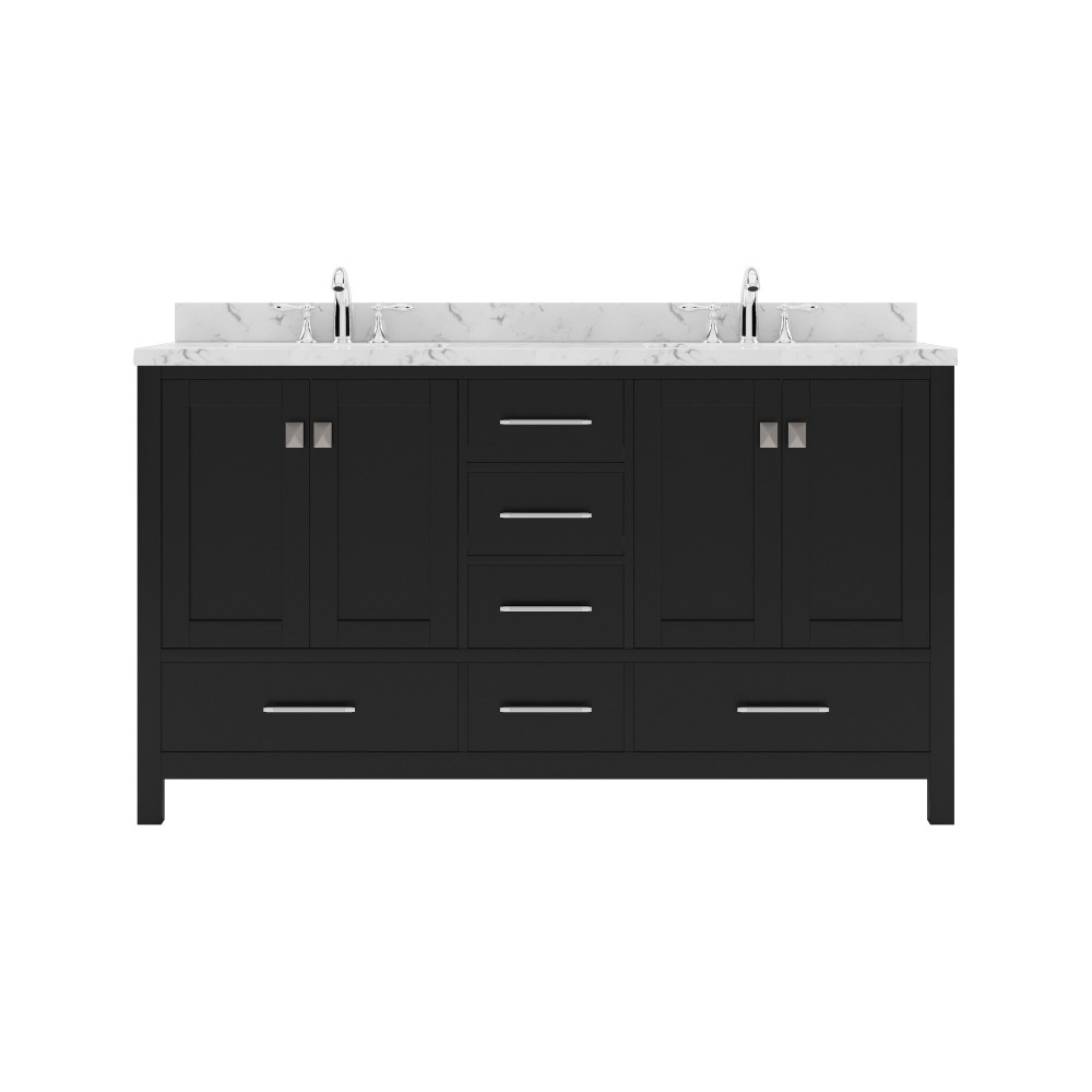 Caroline Avenue 60" Single Bath Vanity in Espresso with White Quartz Top and Square Sink