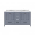 Caroline Avenue 60" Single Bath Vanity in Gray with White Quartz Top and Square Sink