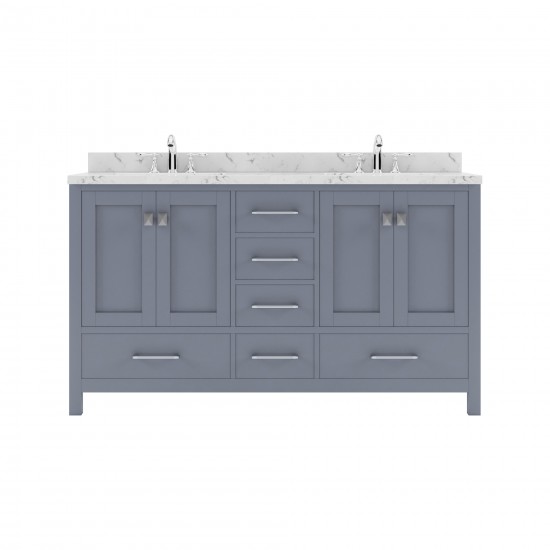 Caroline Avenue 60" Single Bath Vanity in Gray with White Quartz Top and Square Sink