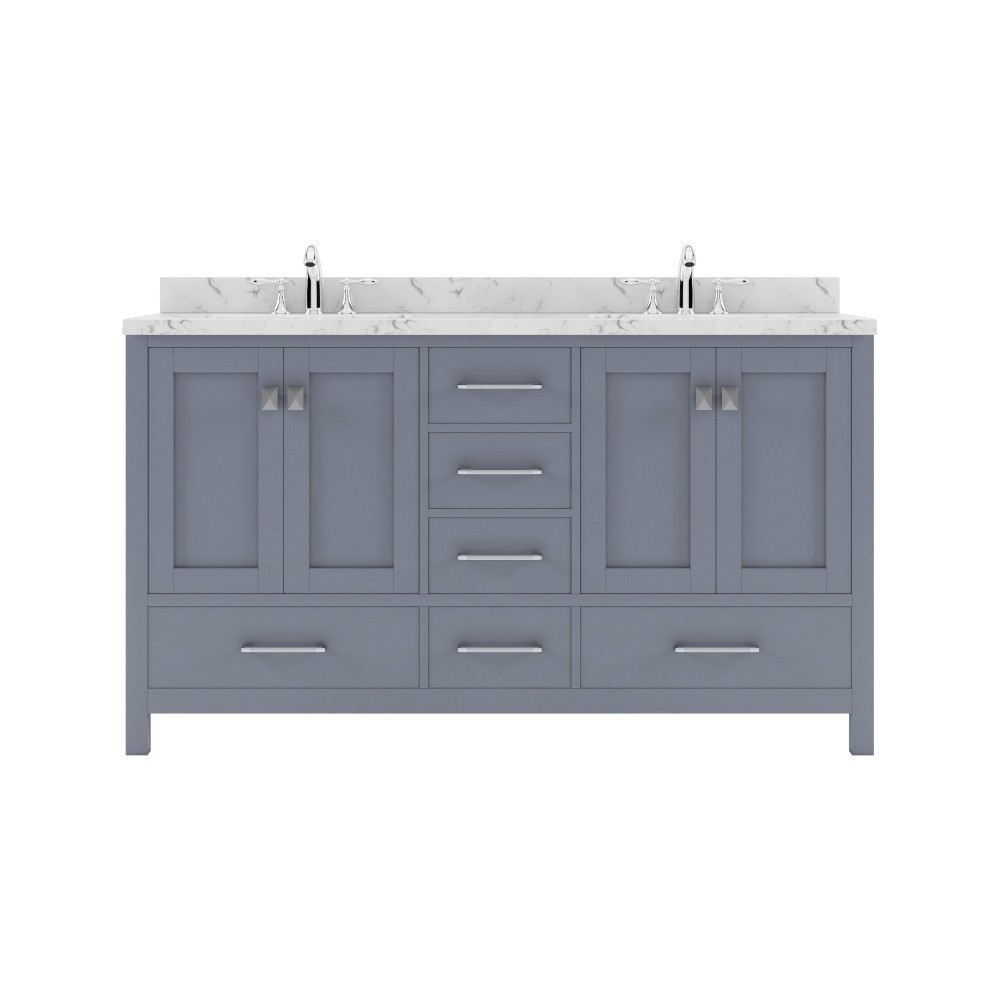 Caroline Avenue 60" Single Bath Vanity in Gray with White Quartz Top and Square Sink