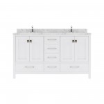 Caroline Avenue 60" Single Bath Vanity in White with White Quartz Top and Square Sink