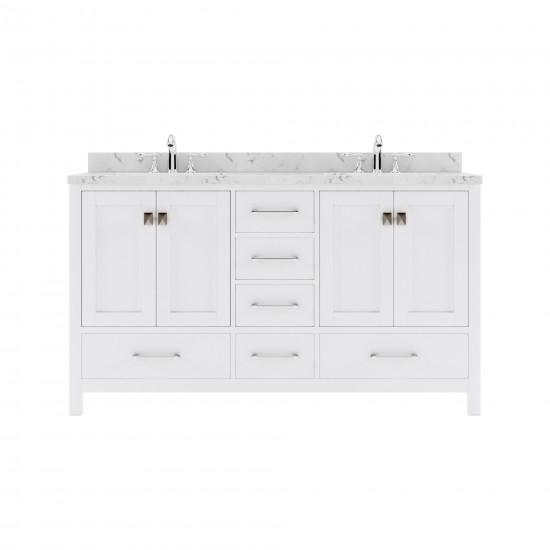 Caroline Avenue 60" Single Bath Vanity in White with White Quartz Top and Square Sink