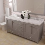 Caroline Avenue 72" Double Bath Vanity in Cashmere Gray with White Quartz Top and Square Sinks