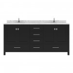 Caroline Avenue 72" Double Bath Vanity in Espresso with White Quartz Top and Square Sinks