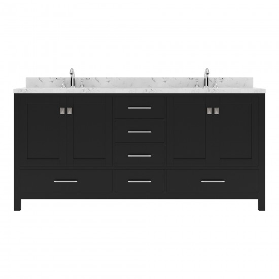 Caroline Avenue 72" Double Bath Vanity in Espresso with White Quartz Top and Square Sinks