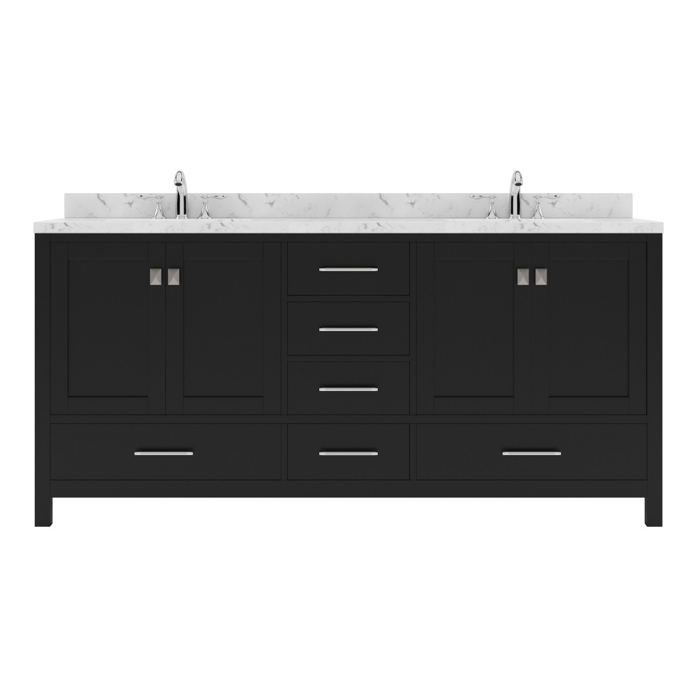 Caroline Avenue 72" Double Bath Vanity in Espresso with White Quartz Top and Square Sinks