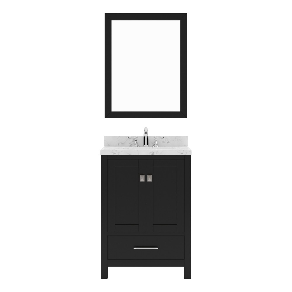 Caroline Avenue 24" Single Bath Vanity in Espresso with White Quartz Top and Round Sink with Matching Mirror