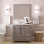 Caroline Avenue 36" Single Bath Vanity in Cashmere Gray with White Quartz Top and Round Sink with Matching Mirror