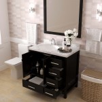 Caroline Avenue 36" Single Bath Vanity in Espresso with White Quartz Top and Round Sink with Matching Mirror