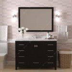 Caroline Avenue 48" Single Bath Vanity in Espresso with White Quartz Top and Round Sink with Matching Mirror