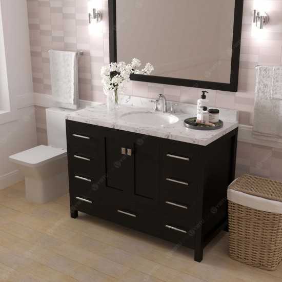 Caroline Avenue 48" Single Bath Vanity in Espresso with White Quartz Top and Round Sink with Matching Mirror