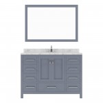 Caroline Avenue 48" Single Bath Vanity in Gray with White Quartz Top and Round Sink with Matching Mirror