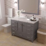 Caroline Avenue 48" Single Bath Vanity in Gray with White Quartz Top and Round Sink with Matching Mirror