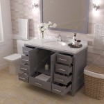 Caroline Avenue 48" Single Bath Vanity in Gray with White Quartz Top and Round Sink with Matching Mirror