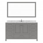 Caroline Avenue 60" Double Bath Vanity in Cashmere Gray with White Quartz Top and Round Sinks with Matching Mirror