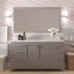 Caroline Avenue 60" Single Bath Vanity in Cashmere Gray with White Quartz Top and Round Sink with Matching Mirror