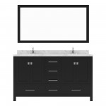 Caroline Avenue 60" Single Bath Vanity in Espresso with White Quartz Top and Round Sink with Matching Mirror
