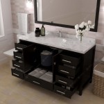 Caroline Avenue 60" Single Bath Vanity in Espresso with White Quartz Top and Round Sink with Matching Mirror